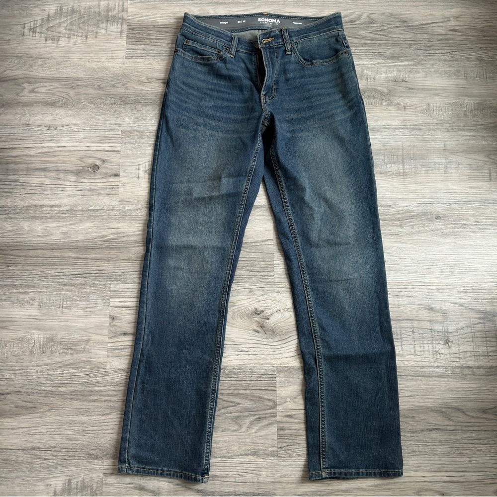 Sonoma Men's 30x32 Blue Straight Jeans Flex Fit Flexwear